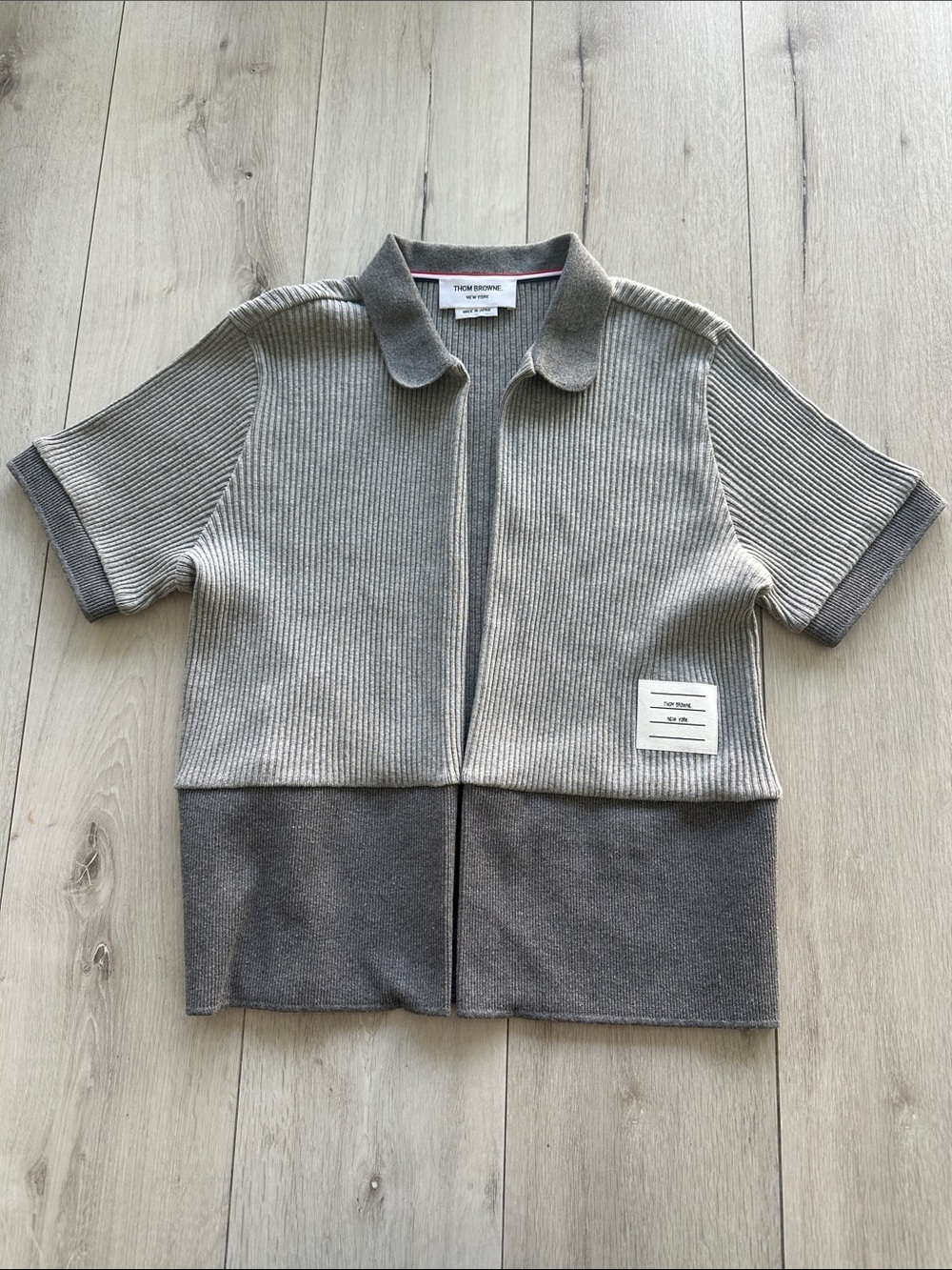 Thom Browne Ribbed Short Sleeve Cardigan Grey 4 US (40 IT) Small NWOT (SAMPLE)